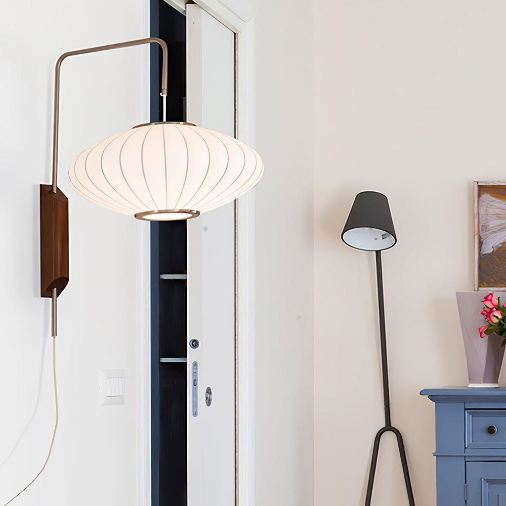 Modern Silk and Walnut Wood Wall Light for Bedroom and Living Room — Greenwich Home & Living