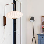 Modern Silk and Walnut Wood Wall Light for Bedroom and Living Room — Greenwich Home & Living