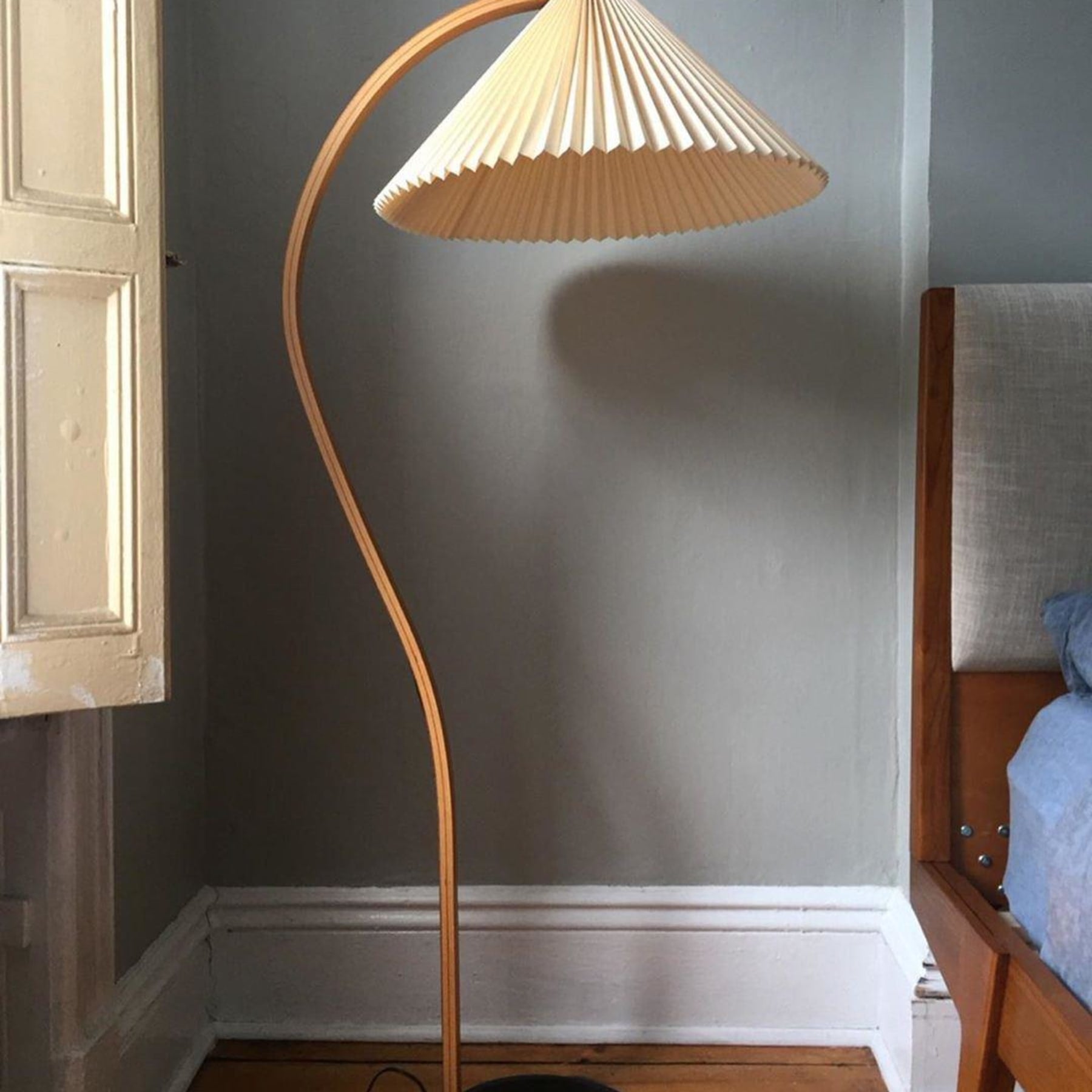 Scandinavian Wood Floor Lamp With Fabric Shade for Living Room — Greenwich Home & Living
