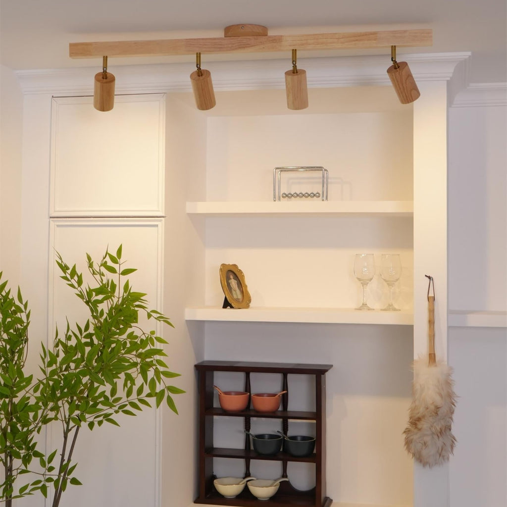 Modern Linear Walnut Wood Ceiling Light With Selectable Color Temperature — Greenwich Home & Living
