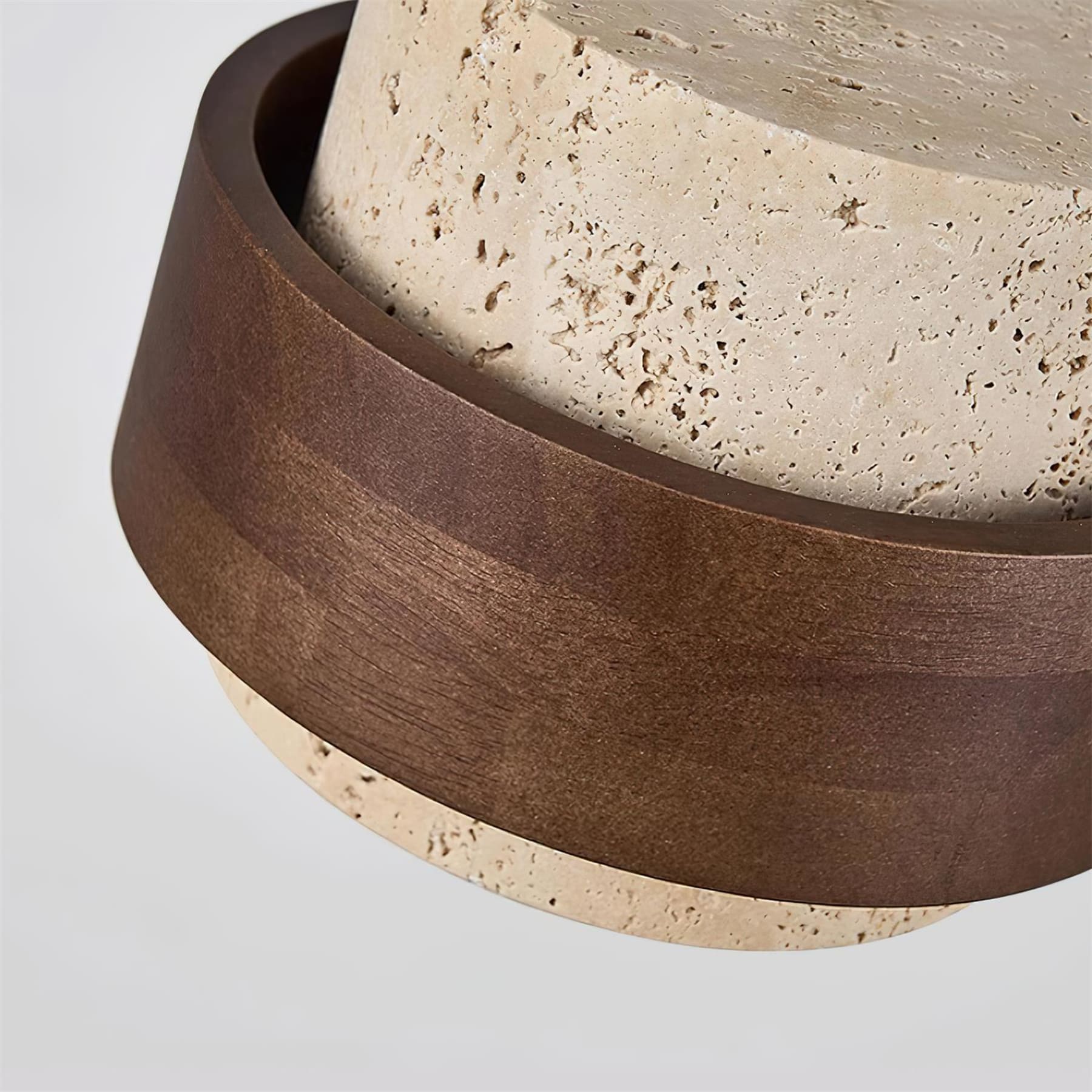 Contemporary Travertine and Solid Wood Pendant Light With Tri-Color Light for Dining Room — Greenwich Home & Living