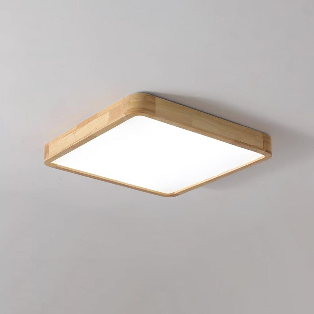 Minimalist Solid Wood Flush Mount Ceiling Light With Tri-Color Lighting — Greenwich Home & Living