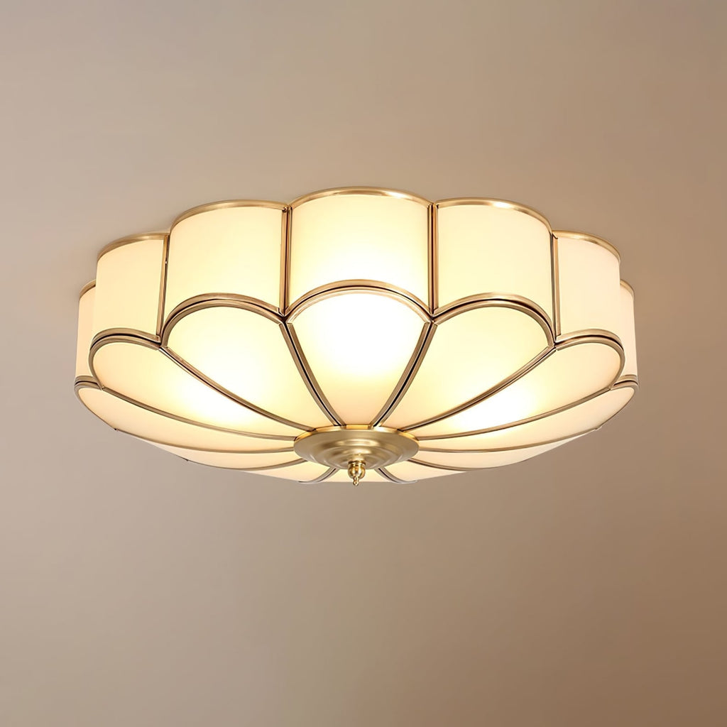Traditional Brass and Glass Flush Mount Ceiling Light for Living Room — Greenwich Home & Living