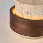 Contemporary Travertine and Solid Wood Pendant Light With Tri-Color Light for Dining Room — Greenwich Home & Living