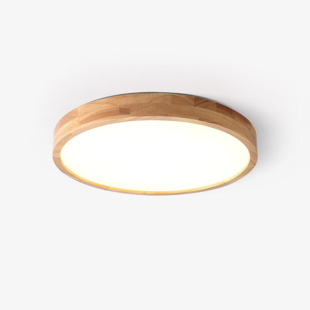 Minimalist Solid Wood Flush Mount Ceiling Light With Tri-Color Lighting — Greenwich Home & Living