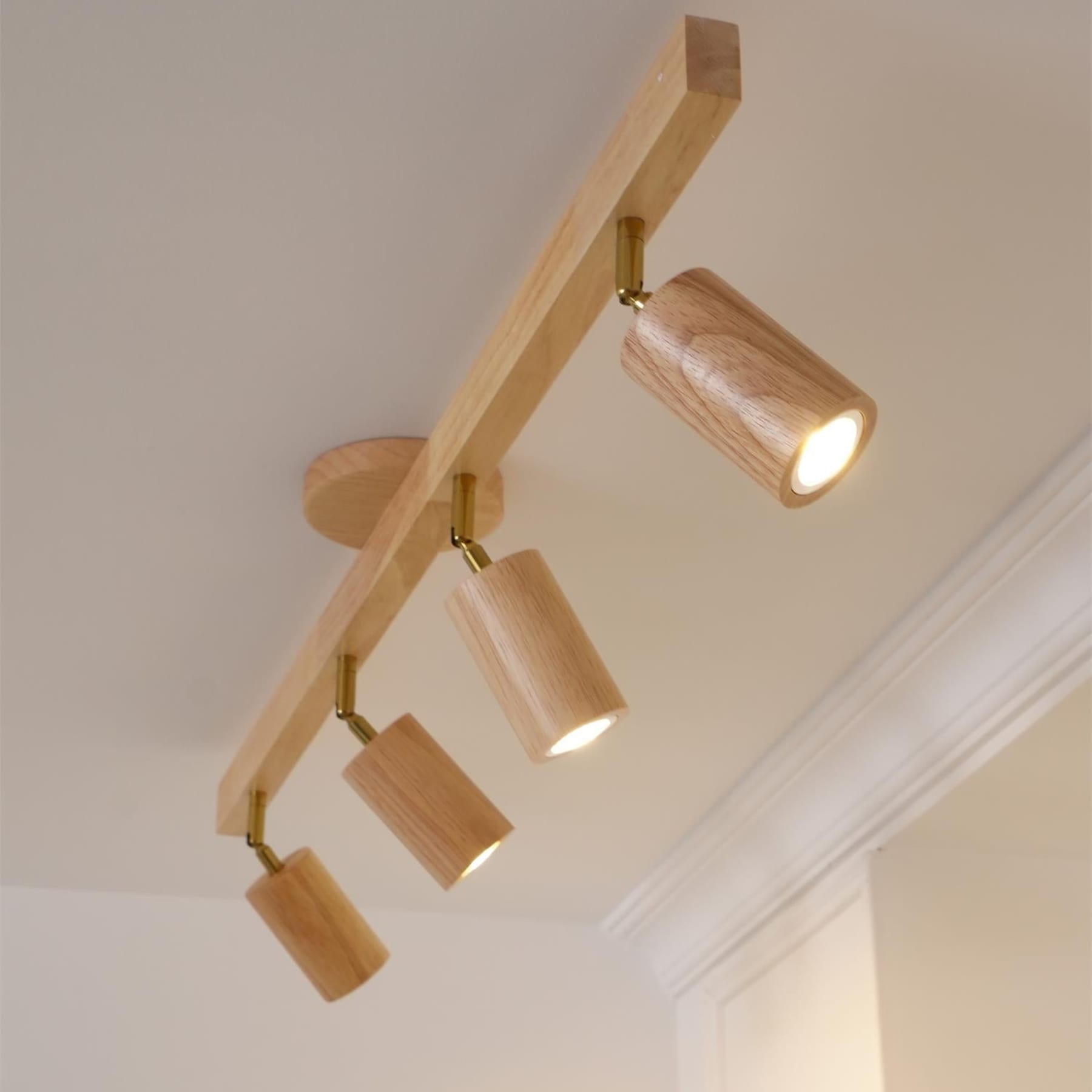 Modern Linear Walnut Wood Ceiling Light With Selectable Color Temperature — Greenwich Home & Living