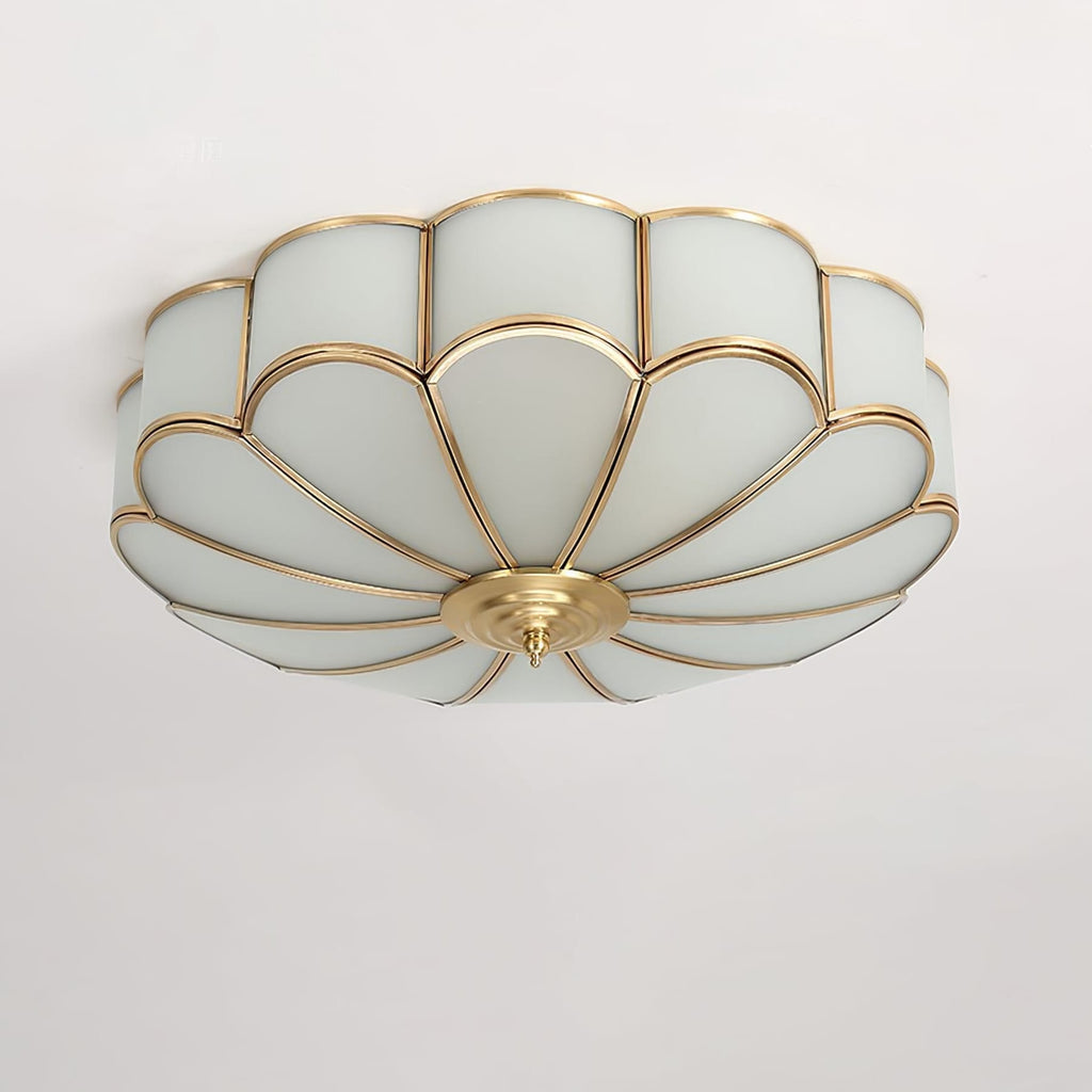 Traditional Brass and Glass Flush Mount Ceiling Light for Living Room — Greenwich Home & Living