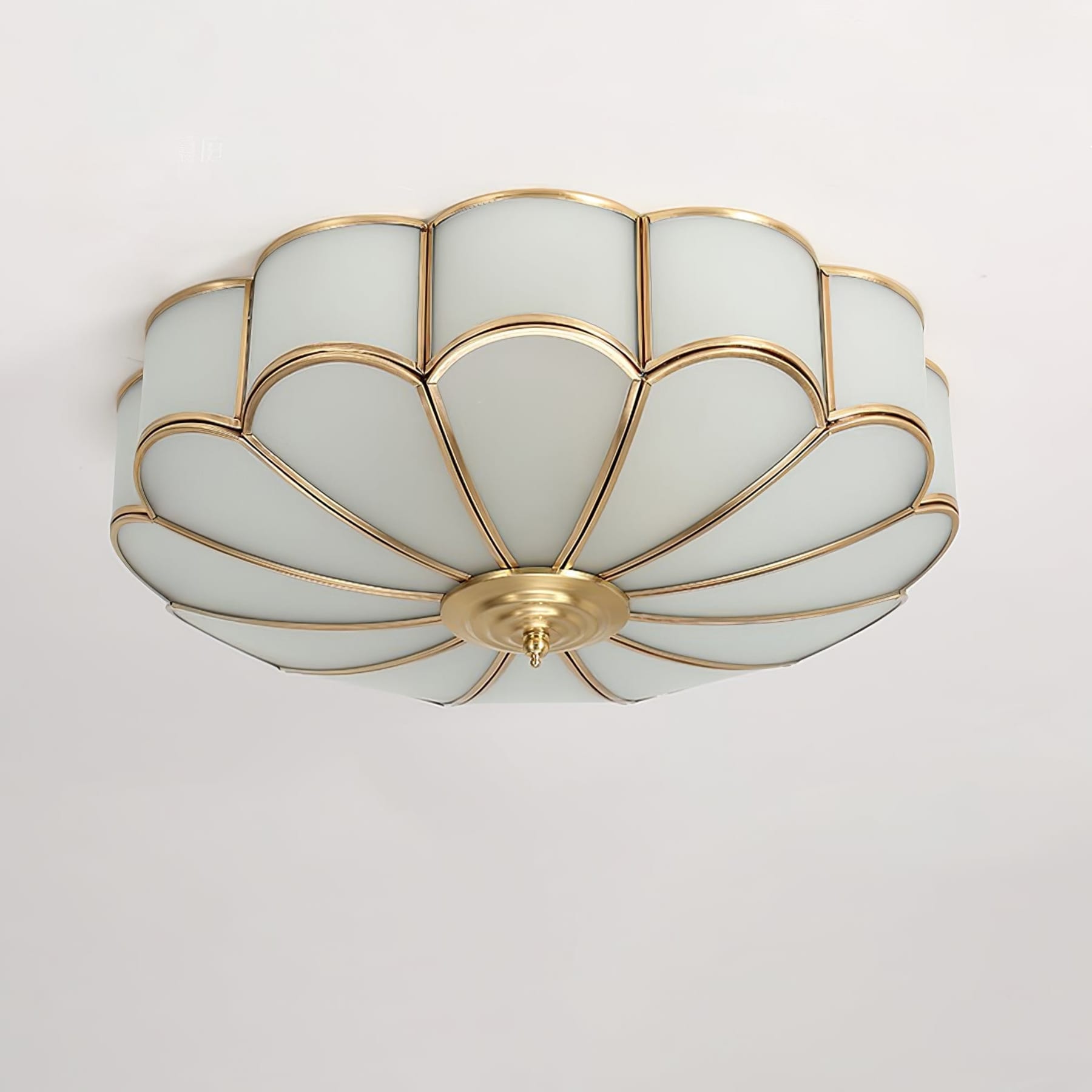 Traditional Brass and Glass Flush Mount Ceiling Light for Living Room — Greenwich Home & Living