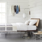 Modern Silk and Walnut Wood Wall Light for Bedroom and Living Room — Greenwich Home & Living