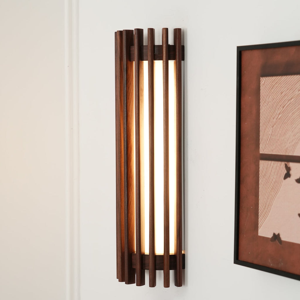 Contemporary Acrylic and Wood Wall Light With Tri-Color Lighting — Greenwich Home & Living