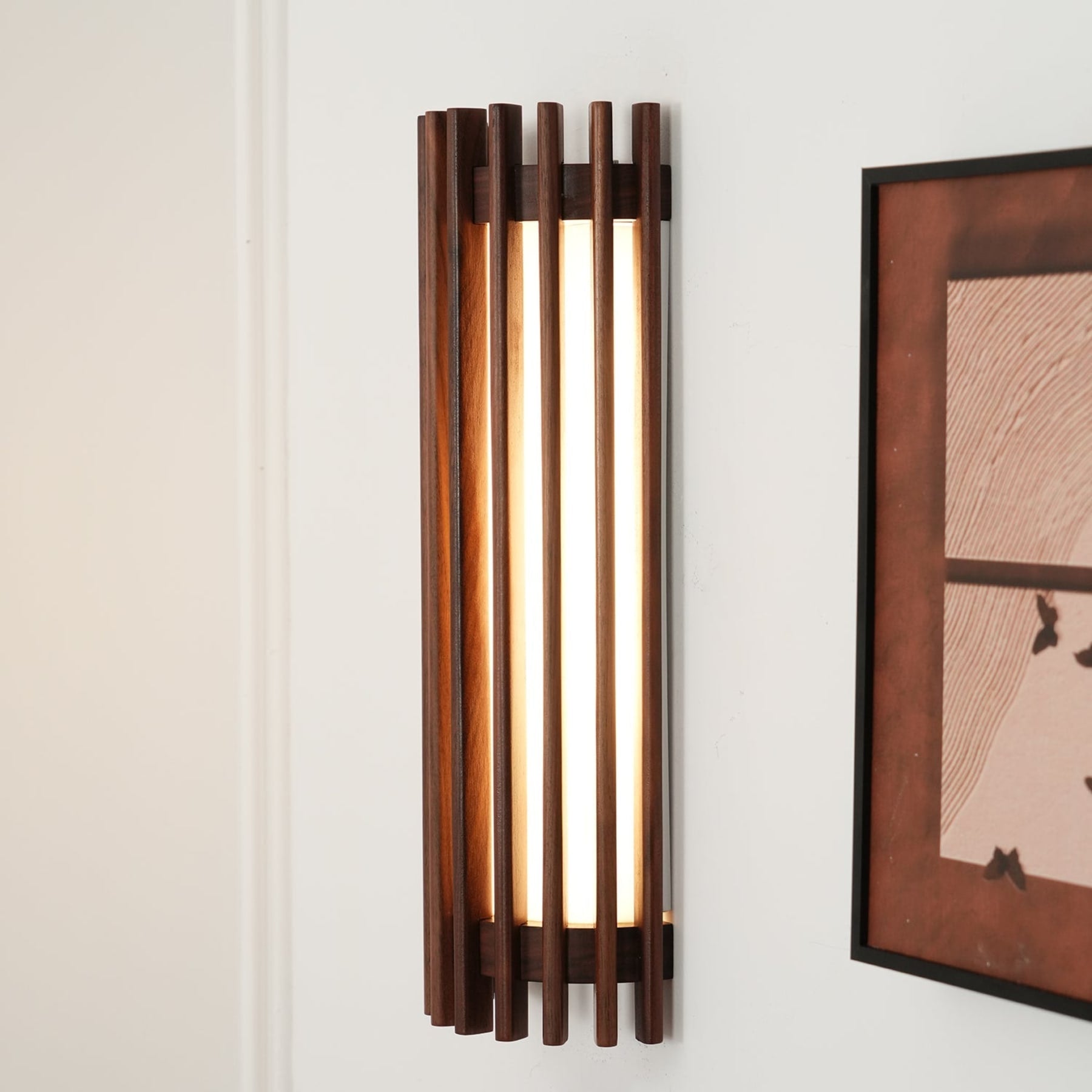 Contemporary Acrylic and Wood Wall Light With Tri-Color Lighting — Greenwich Home & Living