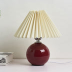 Contemporary Ceramic Table Lamp With Fabric Shade for Living Room in Burgundy — Greenwich Home & Living