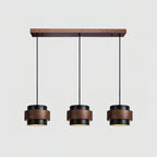 Contemporary Travertine and Solid Wood Pendant Light With Tri-Color Light for Dining Room — Greenwich Home & Living