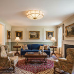 Traditional Brass and Glass Flush Mount Ceiling Light for Living Room — Greenwich Home & Living