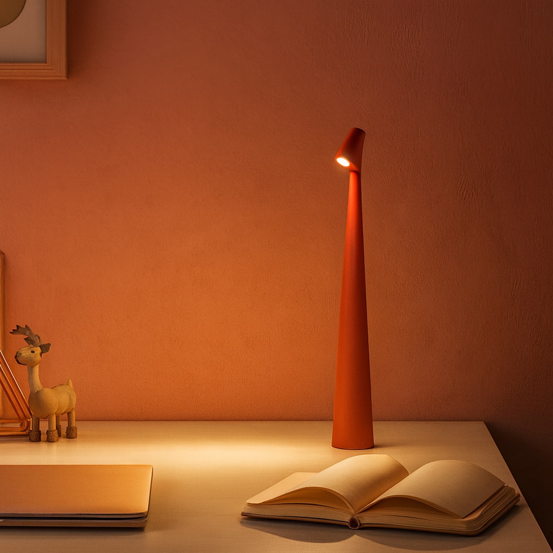 Minimalist Rechargeable Table Lamp With Tri-Color Dimming in Red — Greenwich Home & Living