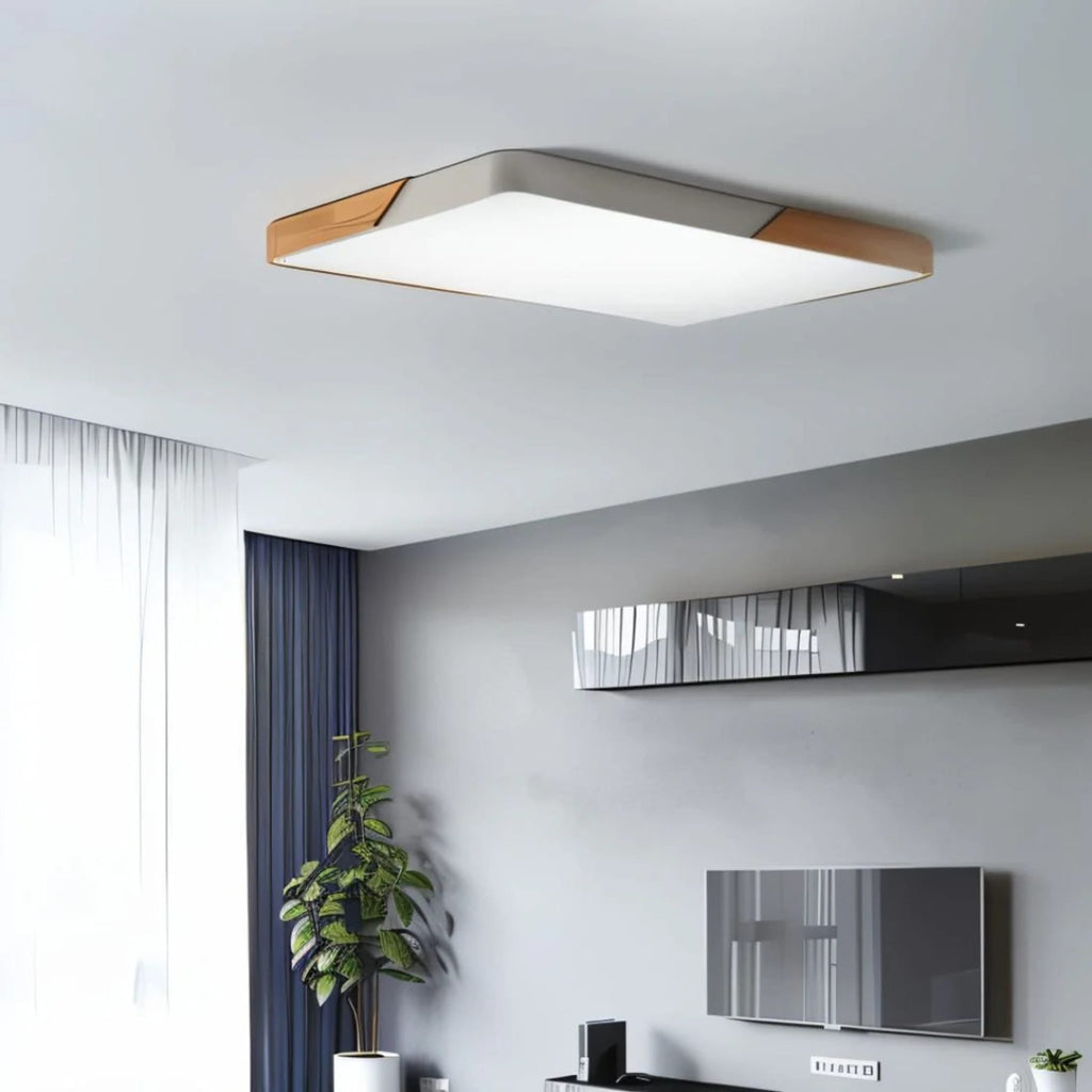 Minimalist Wood Flush Mount Ceiling Light With Stepless Dimming — Greenwich Home & Living