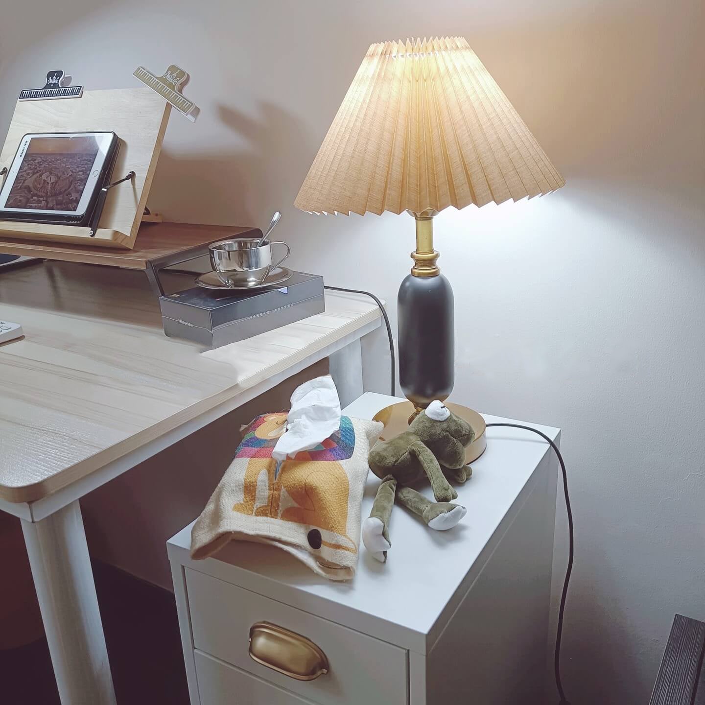 Modern Metal Pleated Table Lamp With Warm Daylight Glow — Greenwich Home & Living