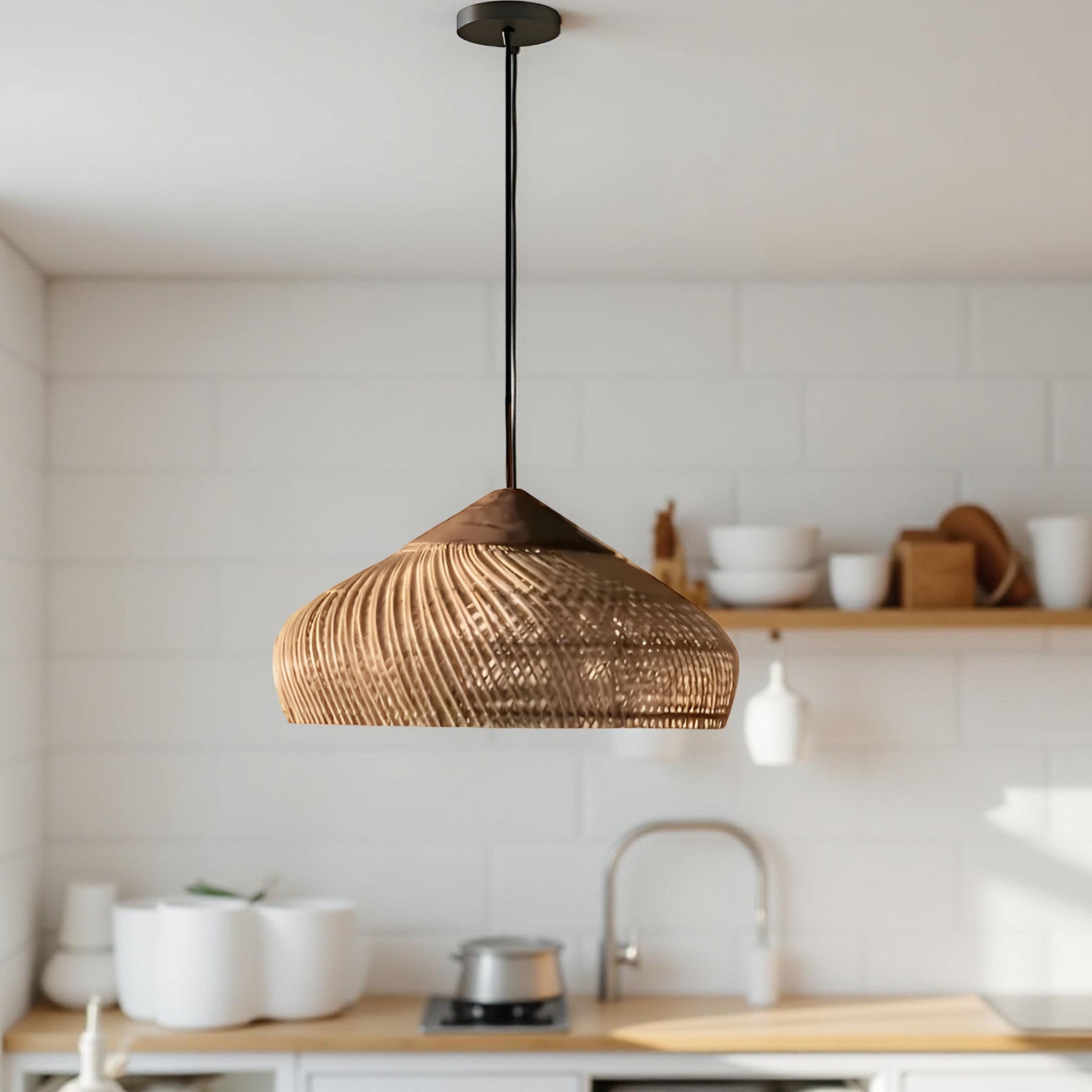 Bohemian Rattan Woven Pendant Light With Warm Glow for Dining Room — Greenwich Home & Living