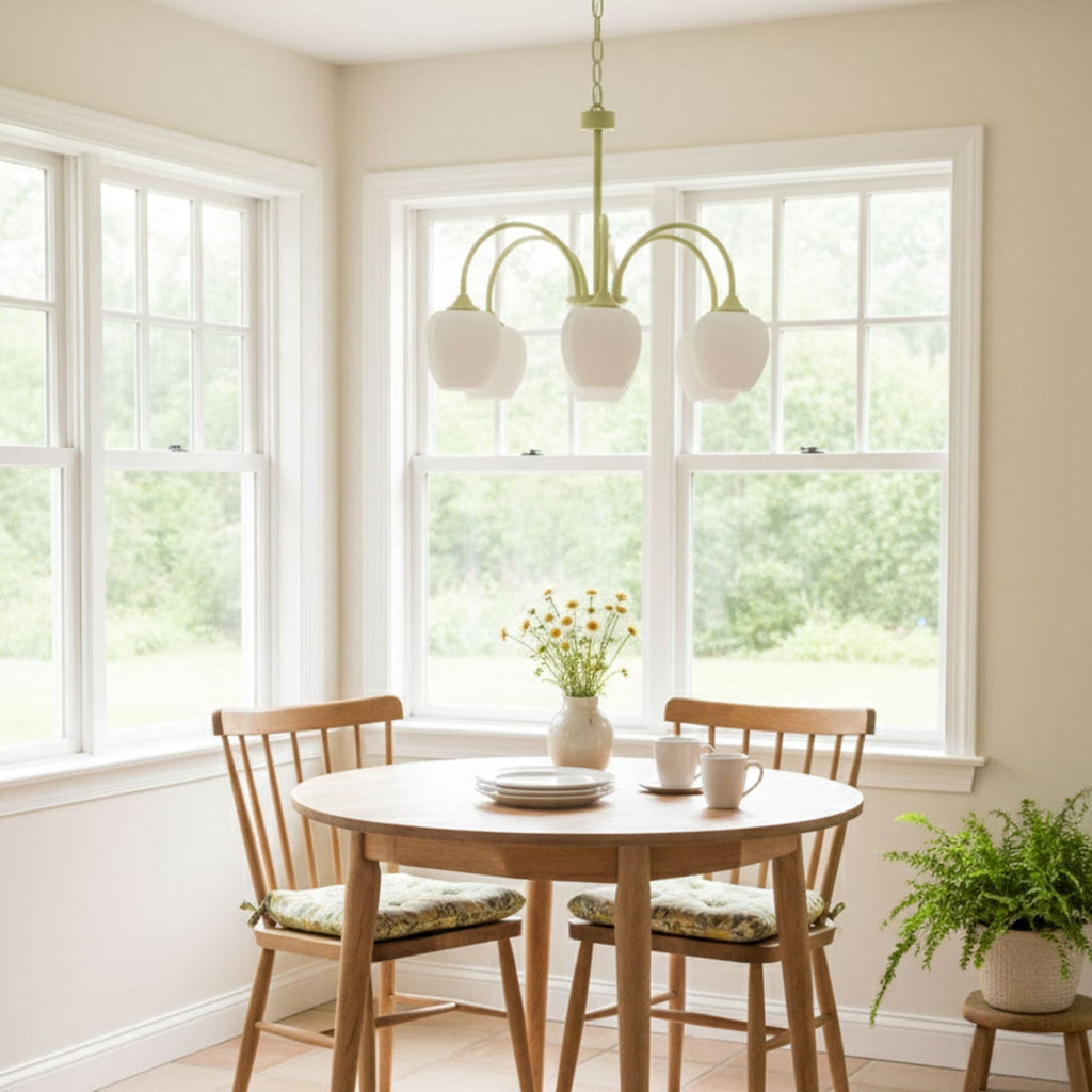 Retro Metal and Glass Chandelier With Selectable Color Light for Living and Dining Rooms — Greenwich Home & Living
