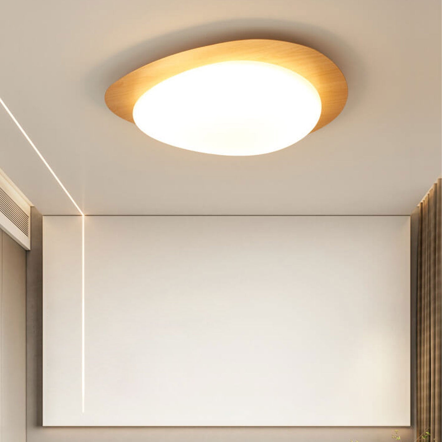 Modern Wood Flush Mount Ceiling Light With Stepless Dimming — Greenwich Home & Living
