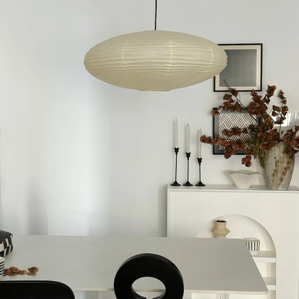 Bohemian Rattan Pendant Light With Xuan Paper Shade for Living Room — Greenwich Home & Living