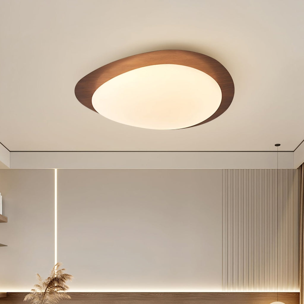 Scandinavian Wood Flush Mount Ceiling Light With Adjustable Color Temperature — Greenwich Home & Living