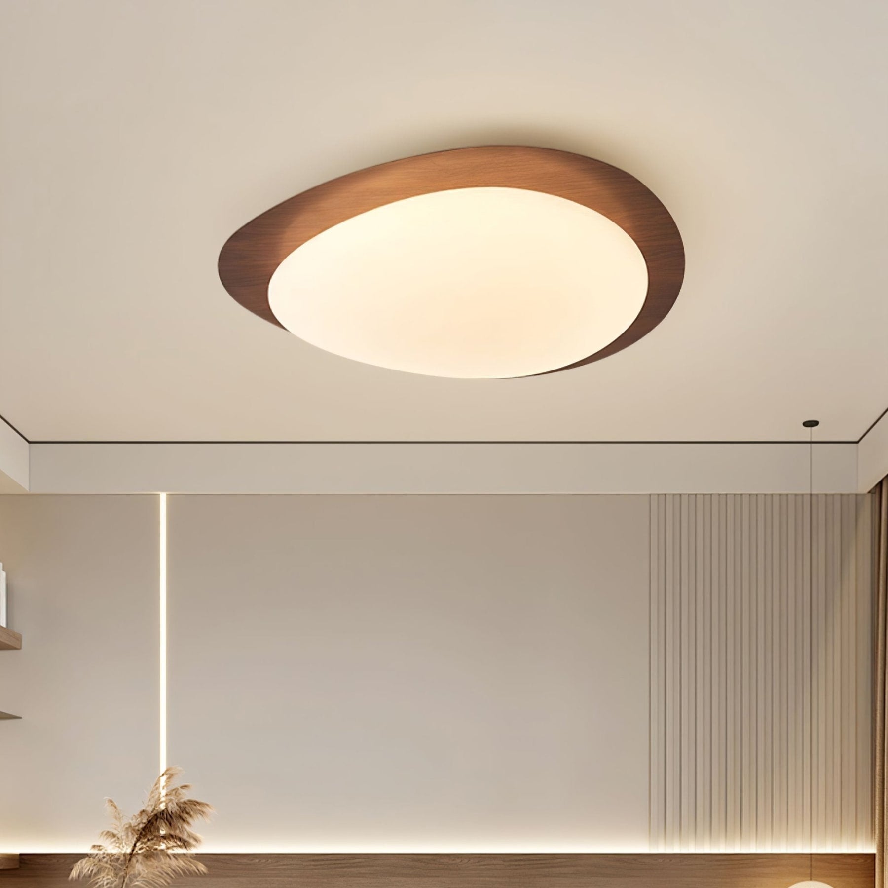 Scandinavian Wood Flush Mount Ceiling Light With Adjustable Color Temperature — Greenwich Home & Living