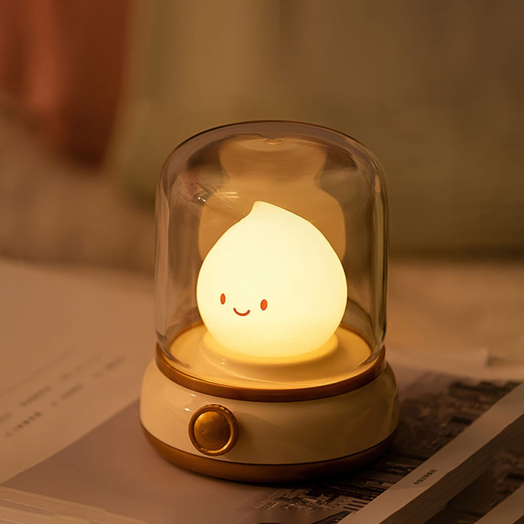 Matte Plastic Cordless Table Lamp With Warm White Light for Bedroom in Beige — Greenwich Home & Living