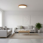Minimalist Solid Wood Flush Mount Ceiling Light With Tri-Color Lighting — Greenwich Home & Living