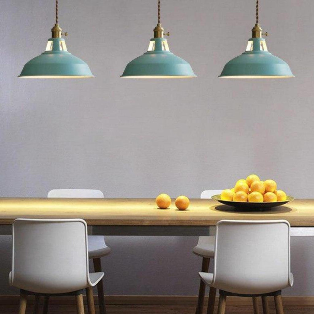Industrial Metal Pendant Light With Warm Glow for Kitchen and Dining Room — Greenwich Home & Living
