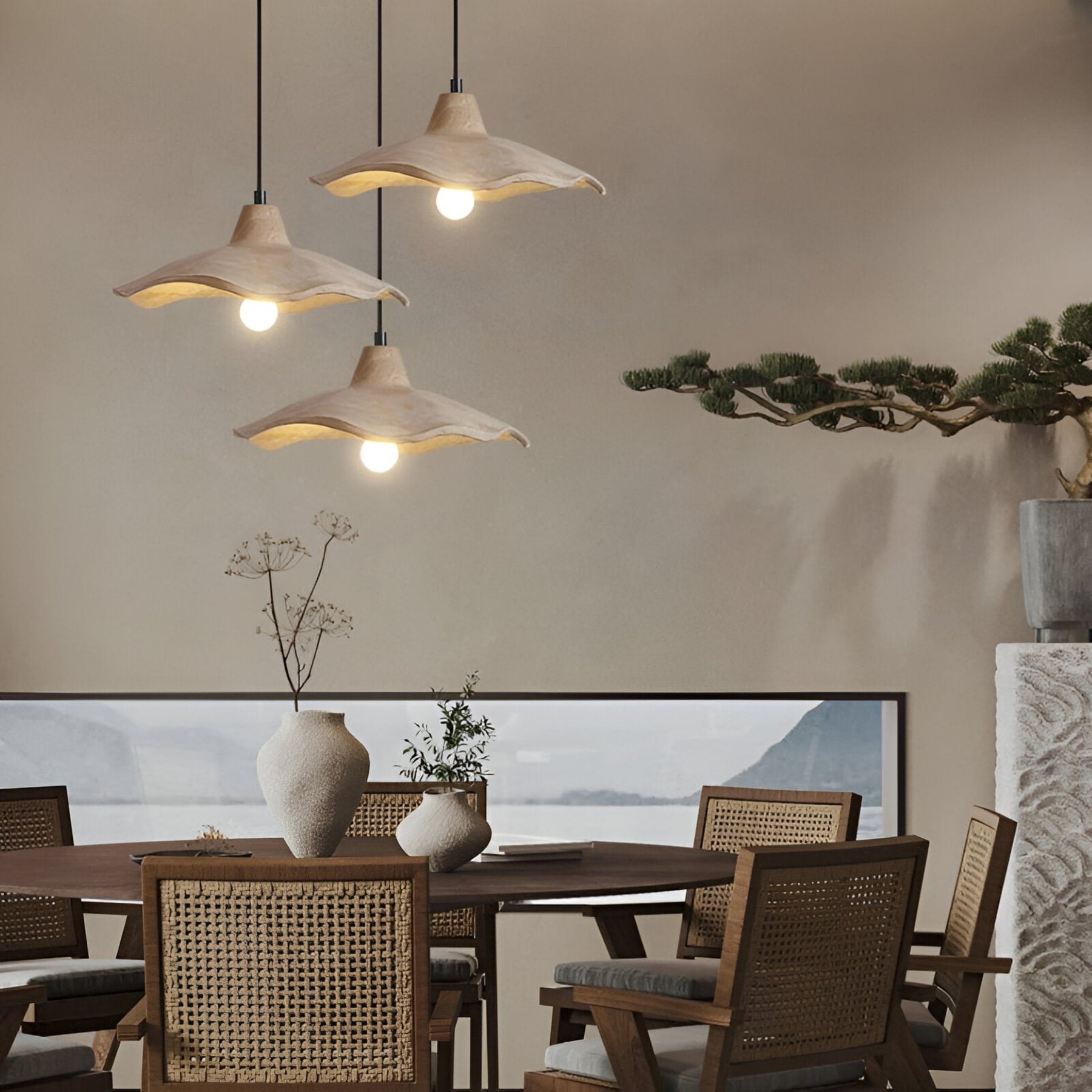 Minimalist Concrete Pendant Light With Warm White LED for Dining Room — Greenwich Home & Living