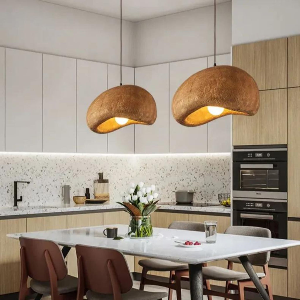 Rustic Resin Pendant Light With Tri-Color Light for Dining Room — Greenwich Home & Living