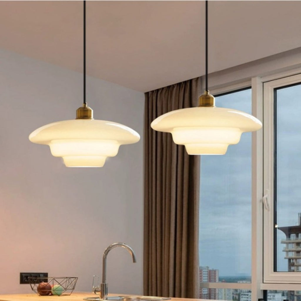 Retro Glass Pendant Light With Warm White Bulb Included for Dining Room — Greenwich Home & Living