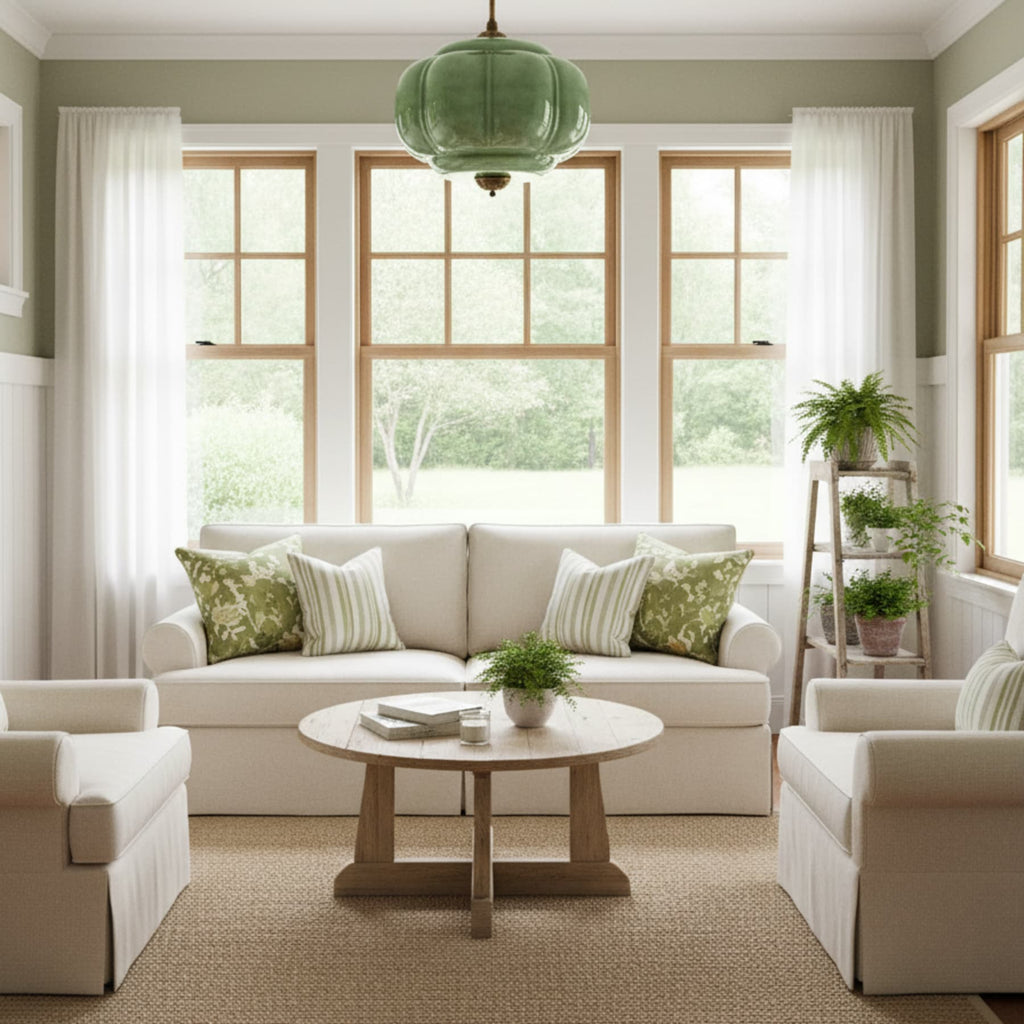 Retro Wrought Iron and Glass Semi-Flush Ceiling Light With Tri-Color Light — Greenwich Home & Living