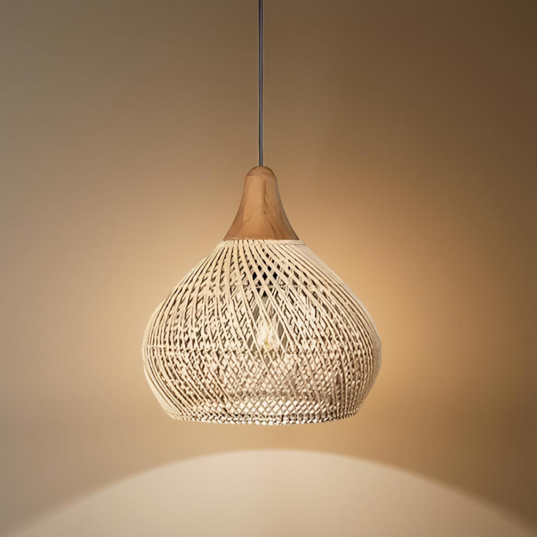 Woven Rattan Bohemian Pendant Light for Living and Dining Rooms — Greenwich Home & Living