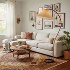 Scandinavian Wood Floor Lamp With Fabric Shade for Living Room — Greenwich Home & Living