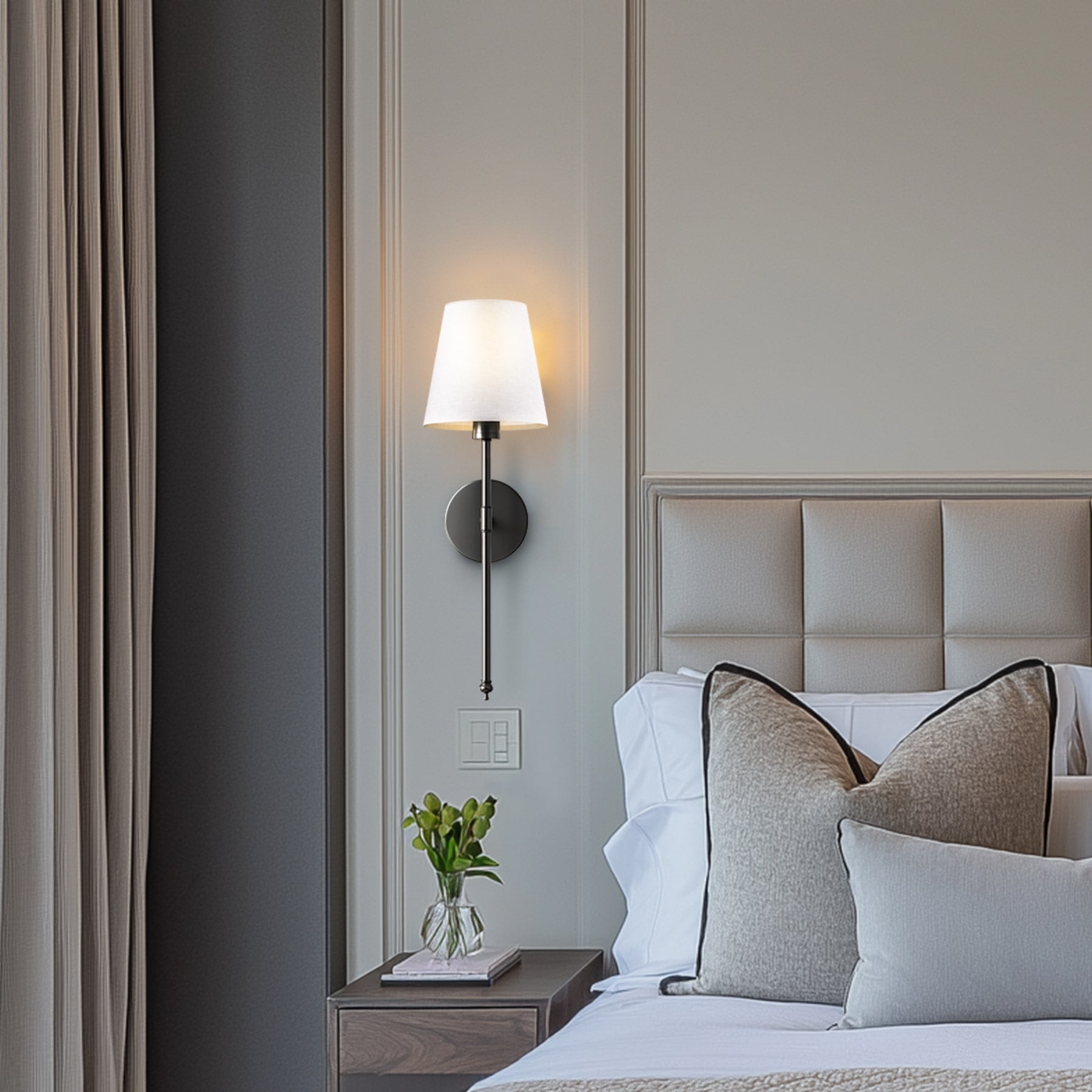 Transitional Aluminum Wall Light With Rechargeable Remote-Control Bulb — Greenwich Home & Living