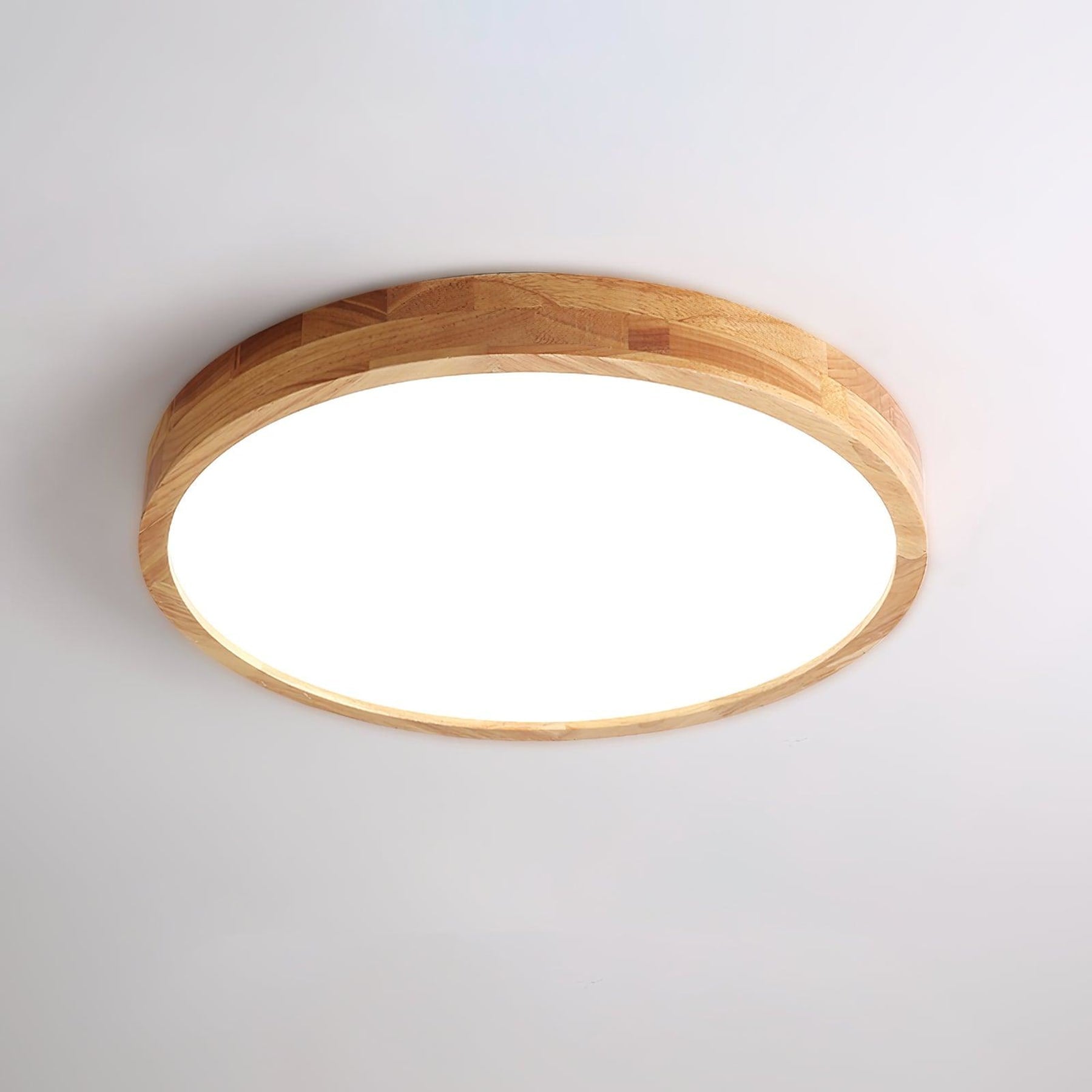 Minimalist Solid Wood Flush Mount Ceiling Light With Tri-Color Lighting — Greenwich Home & Living