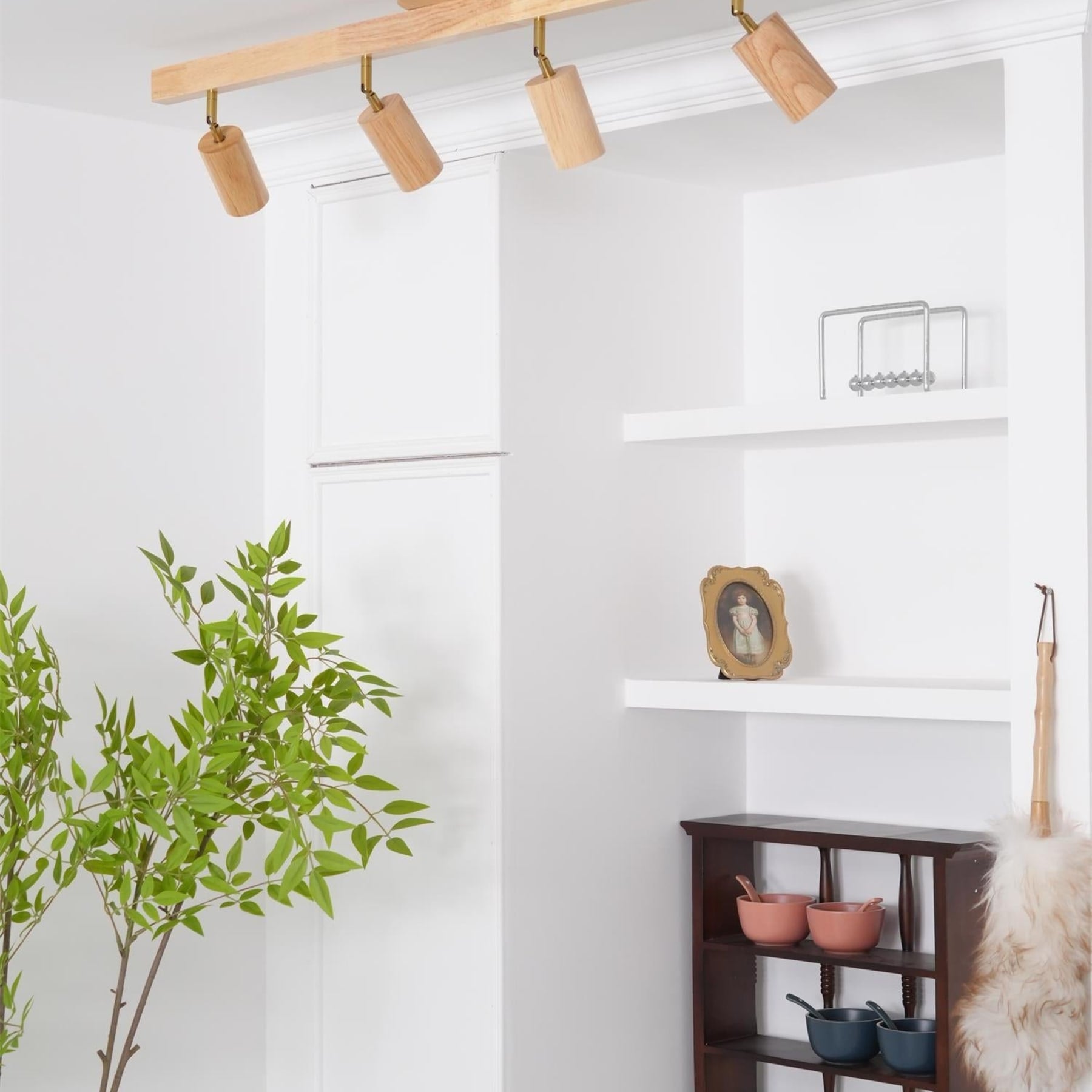 Modern Linear Walnut Wood Ceiling Light With Selectable Color Temperature — Greenwich Home & Living