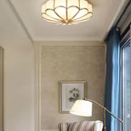 Traditional Brass and Glass Flush Mount Ceiling Light for Living Room — Greenwich Home & Living