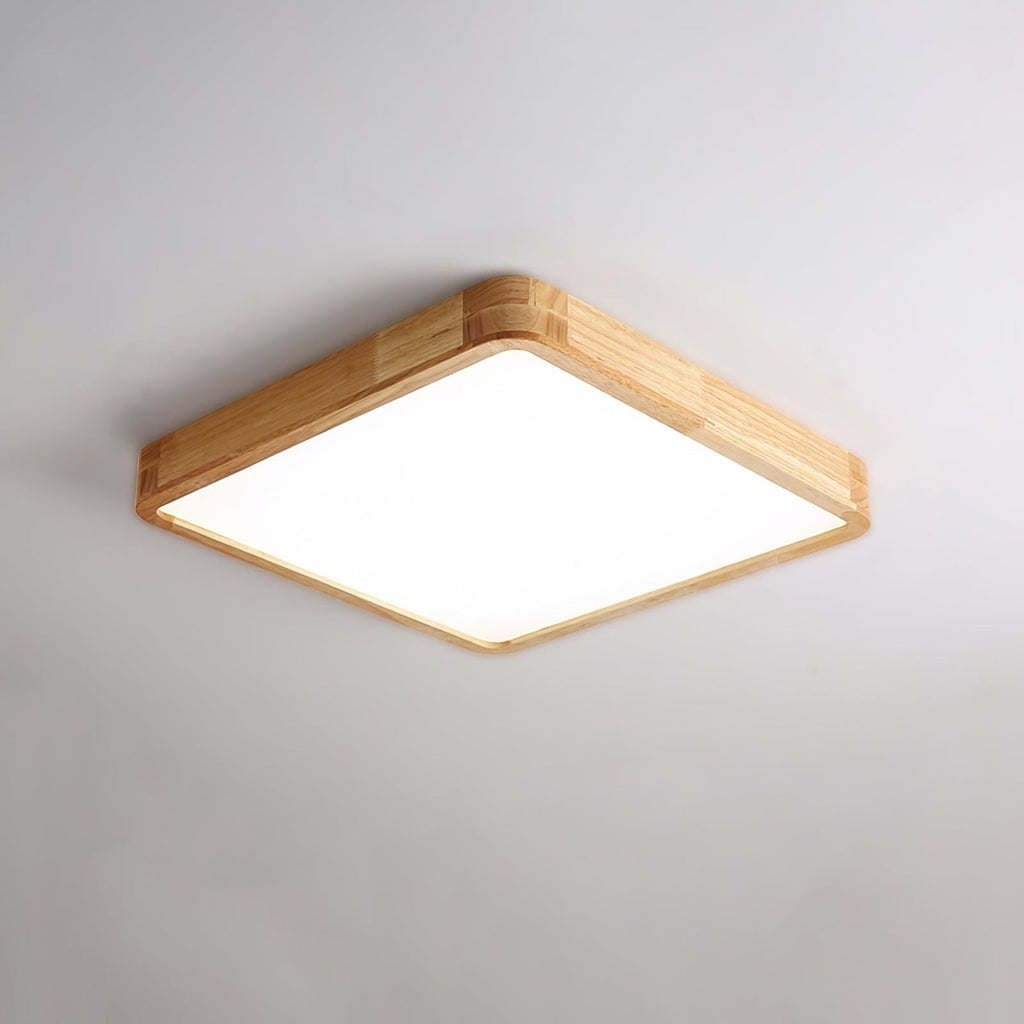 Minimalist Solid Wood Flush Mount Ceiling Light With Tri-Color Lighting — Greenwich Home & Living