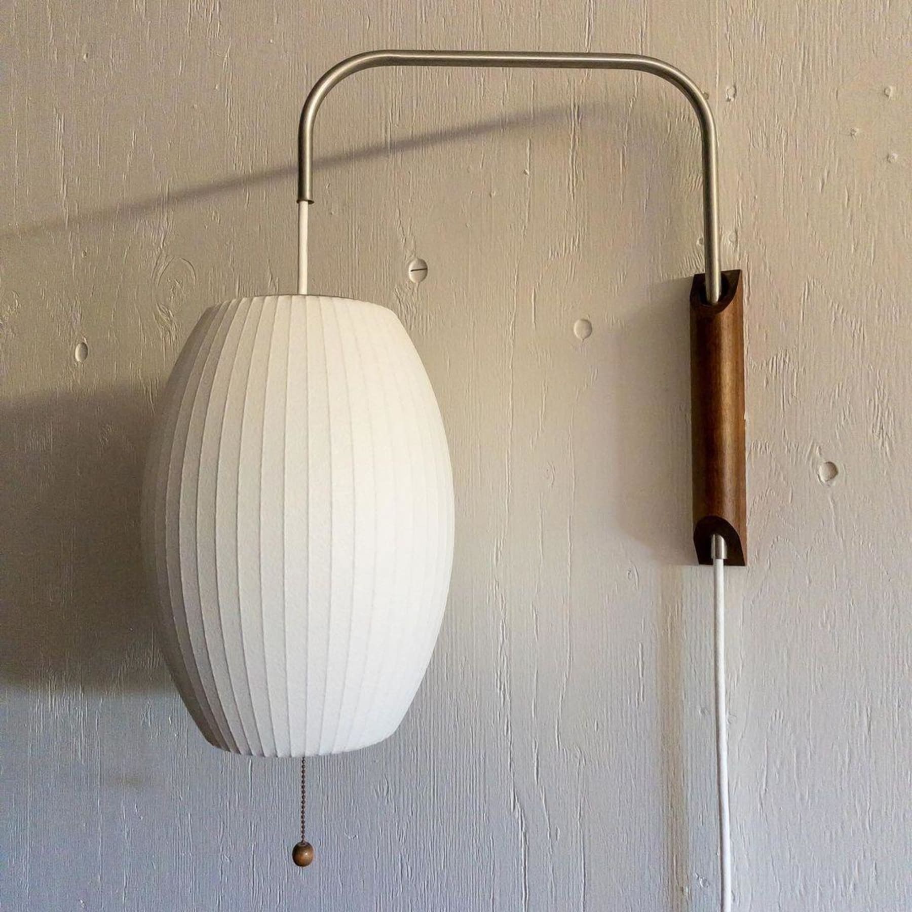 Modern Silk and Walnut Wood Wall Light for Bedroom and Living Room — Greenwich Home & Living