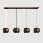 Contemporary Travertine and Solid Wood Pendant Light With Tri-Color Light for Dining Room — Greenwich Home & Living