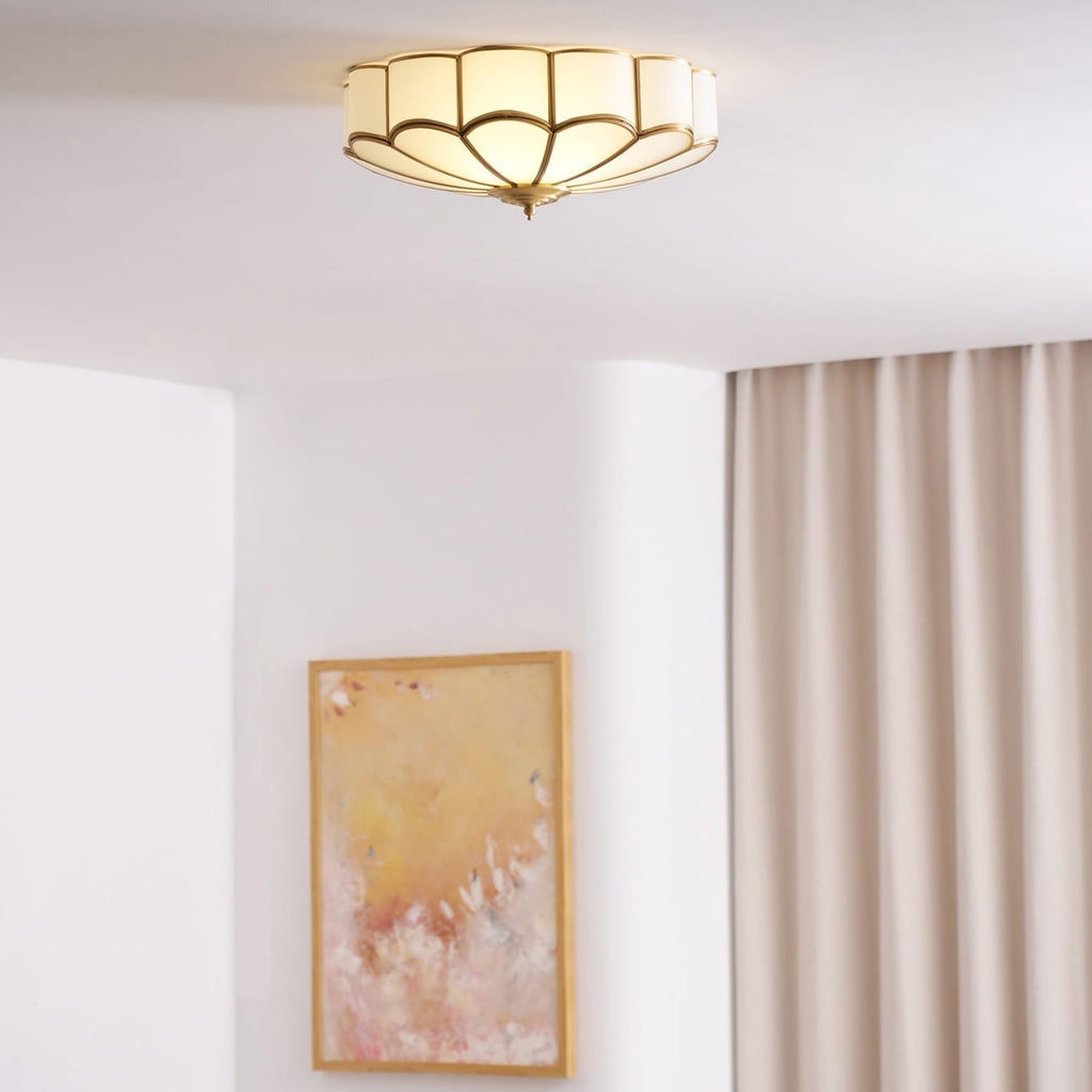 Traditional Brass and Glass Flush Mount Ceiling Light for Living Room — Greenwich Home & Living