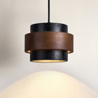 Contemporary Travertine and Solid Wood Pendant Light With Tri-Color Light for Dining Room — Greenwich Home & Living