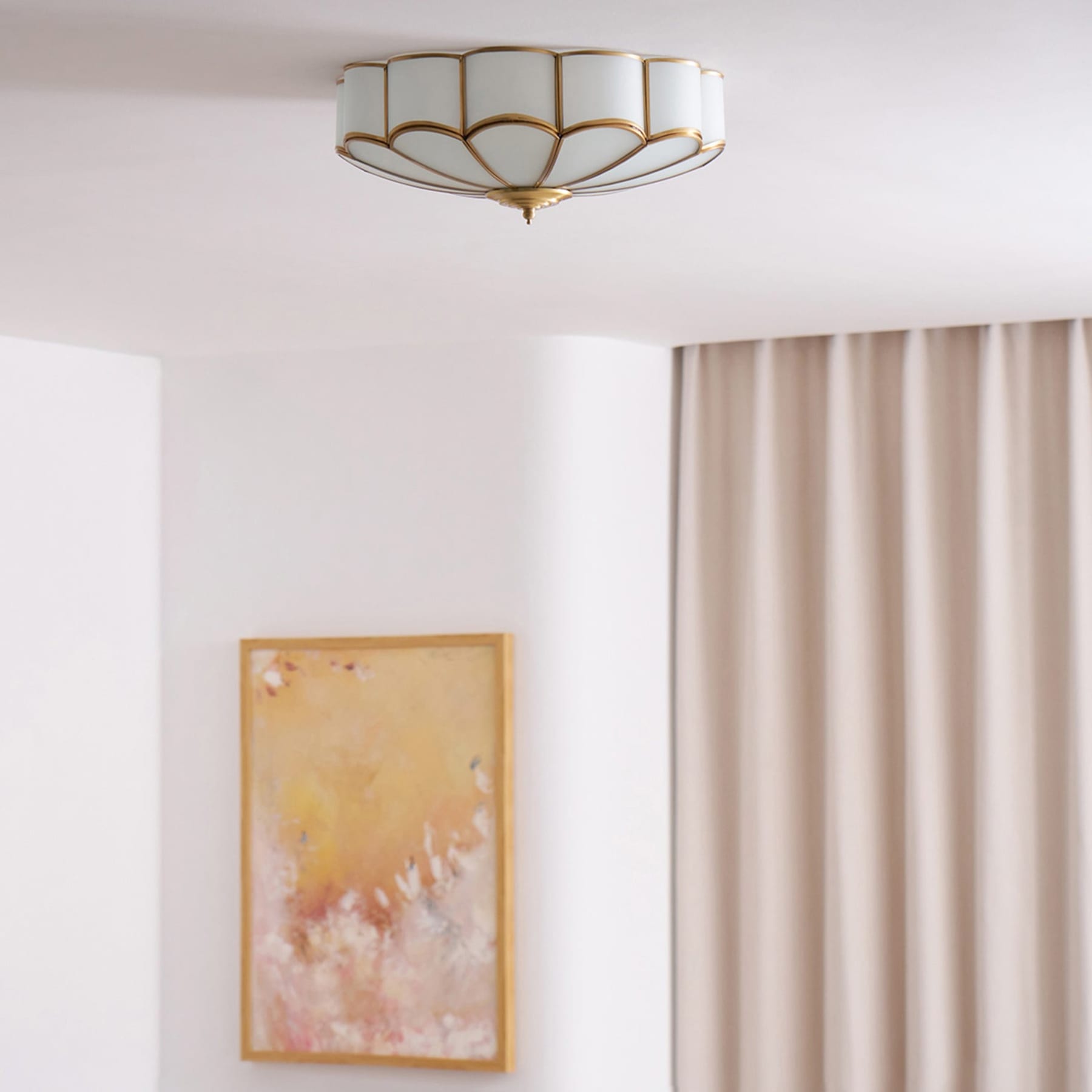 Traditional Brass and Glass Flush Mount Ceiling Light for Living Room — Greenwich Home & Living