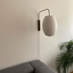 Modern Silk and Walnut Wood Wall Light for Bedroom and Living Room — Greenwich Home & Living