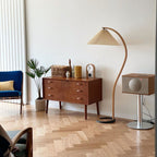 Scandinavian Wood Floor Lamp With Fabric Shade for Living Room — Greenwich Home & Living