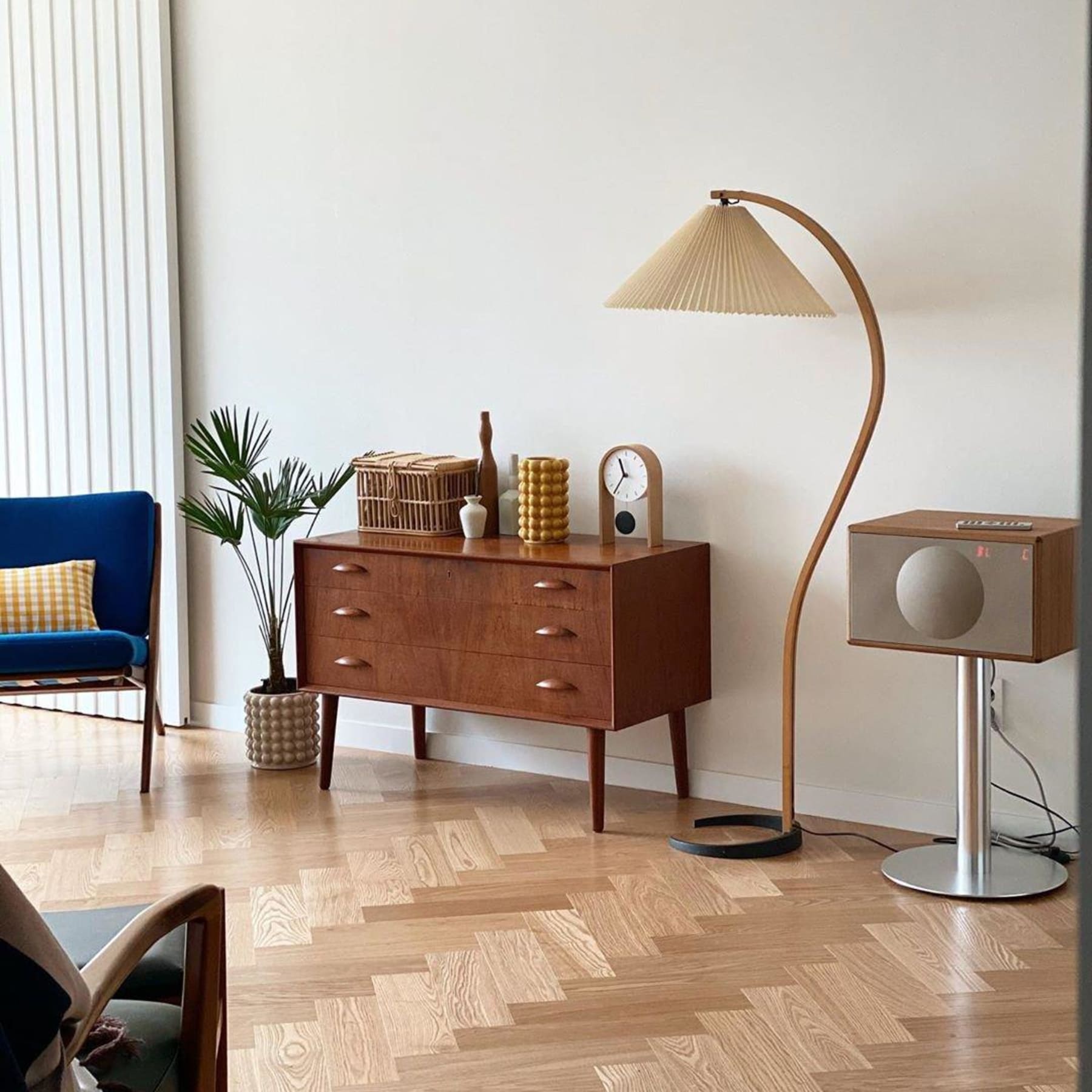 Scandinavian Wood Floor Lamp With Fabric Shade for Living Room — Greenwich Home & Living