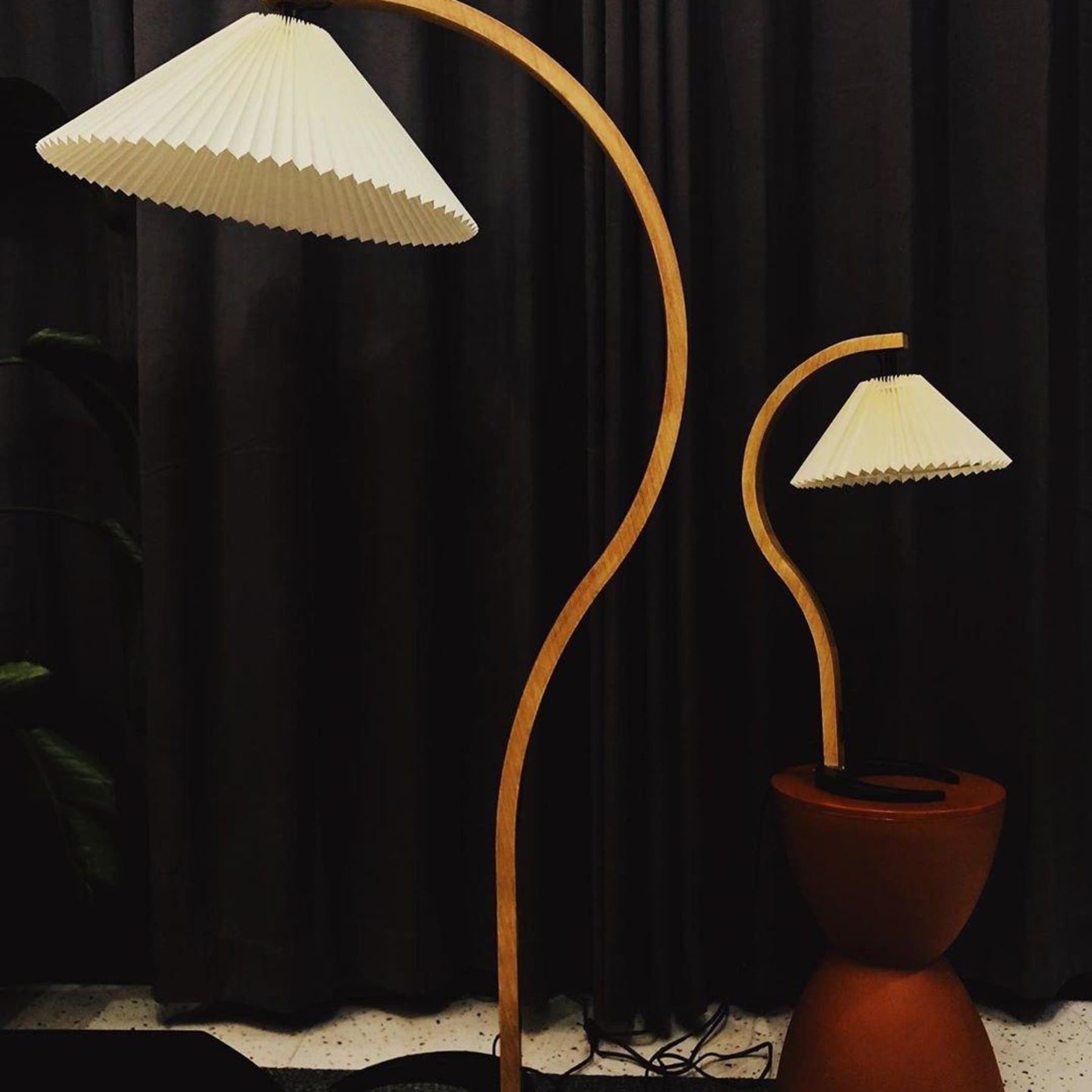 Scandinavian Wood Floor Lamp With Fabric Shade for Living Room — Greenwich Home & Living